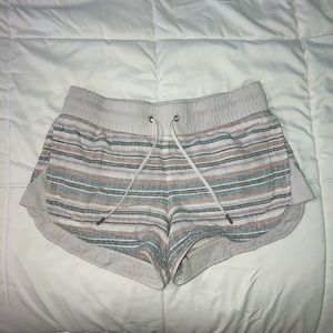 Athleta Woven Striped Drawstring Shorts w Pockets